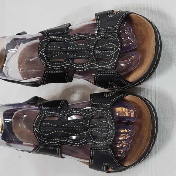 Collections by Clarks Womens Sandals Dark Brown Hook&Loop Sz 7 GUC - Picture 2 of 12